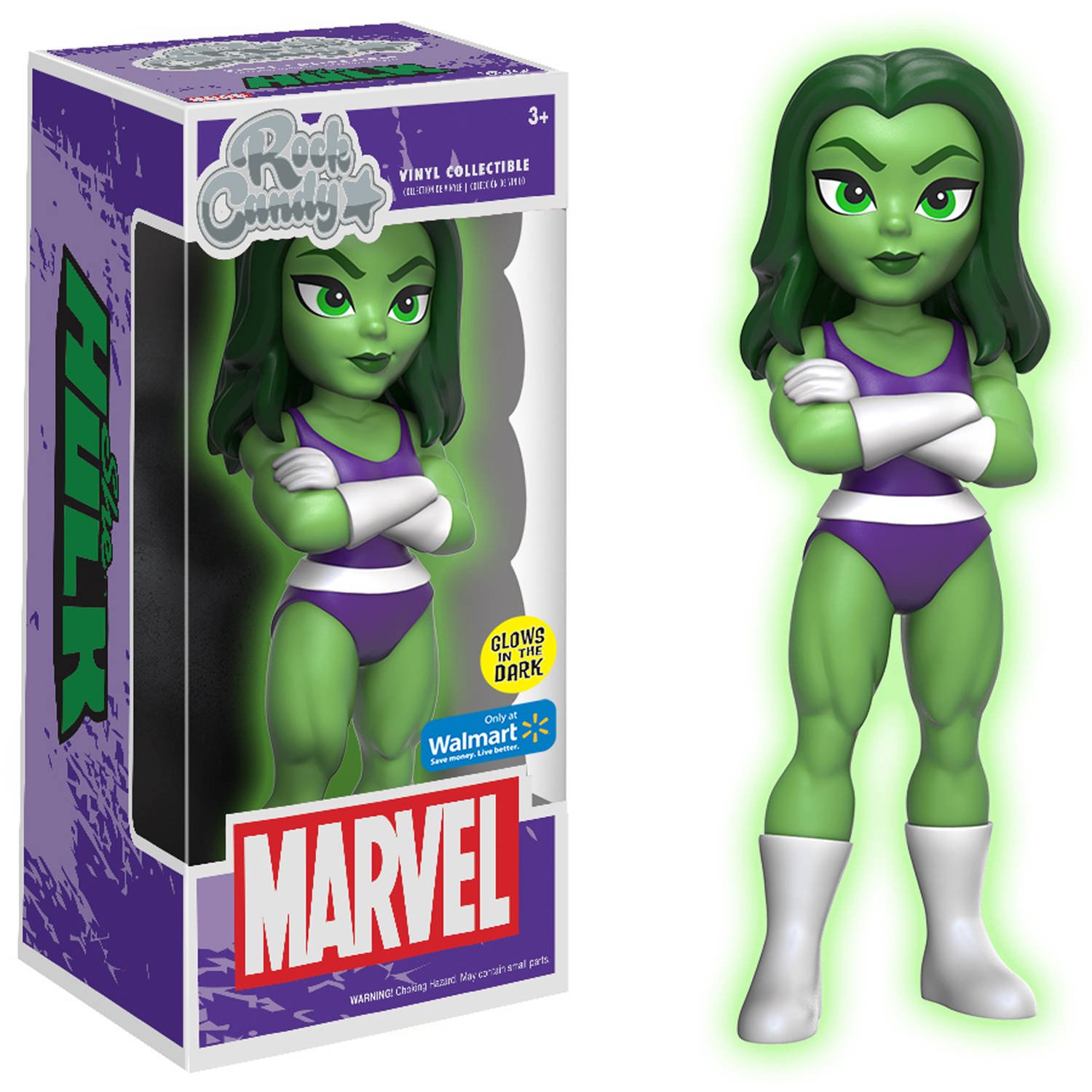 Funko - Figurine Marvel - She Hulk Glow in The Dark Exclu Rock Candy 15cm - 0889698126717