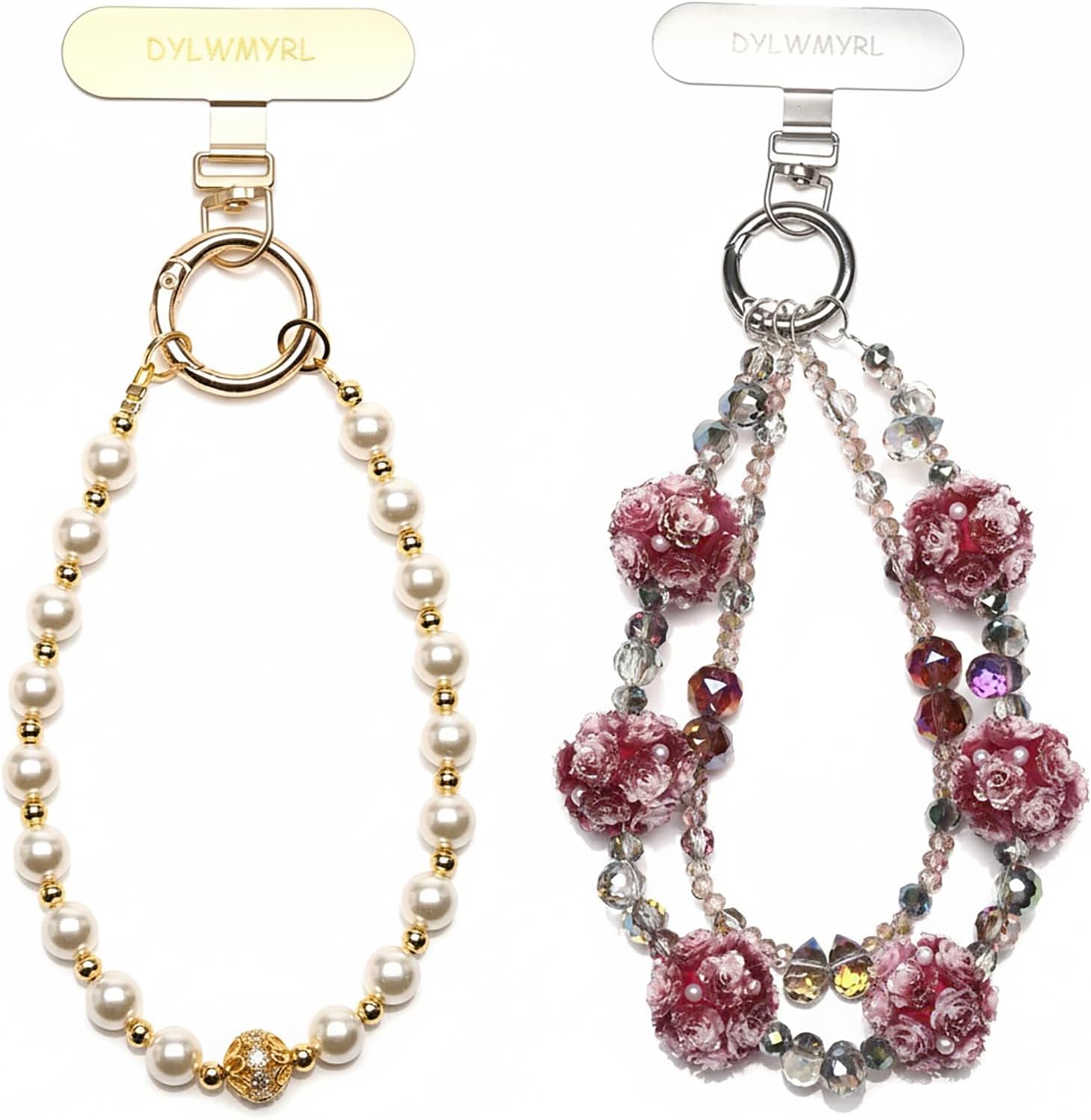 Pearl mobile pendant and rose flower mobile pendant