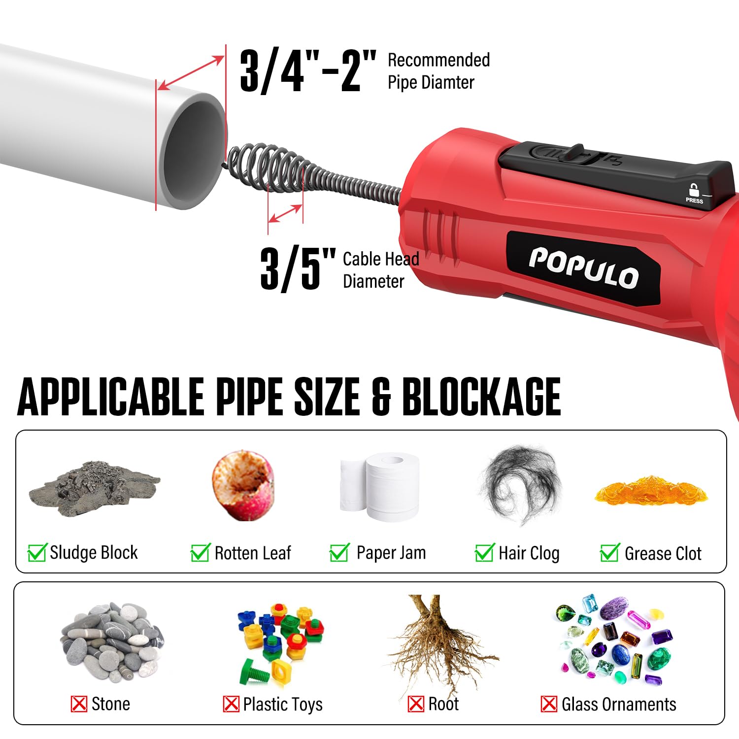 POPULO Auto-Feed Ablaufschnecke, 4,2 m, manueller Erdbohrer mit