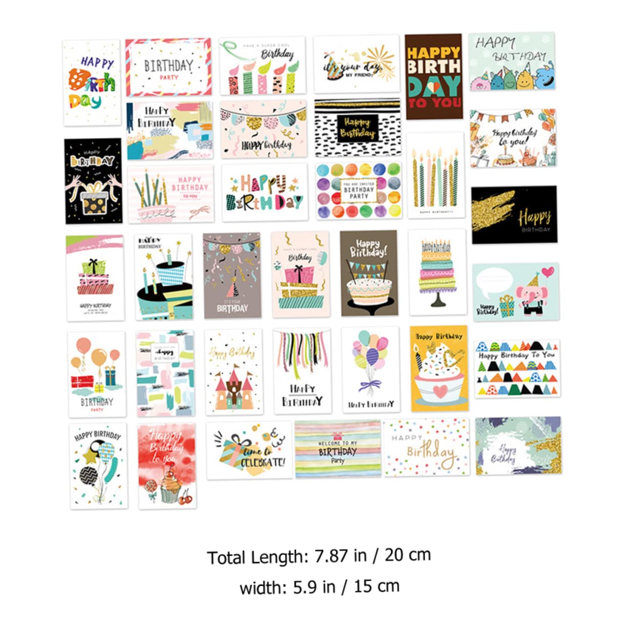 Biglietti Auguri Compleanno 36 Pezzi, Cartoline Pieghevoli in Carta Buste, per Feste di Compleanno Fai da Te, per Bambini e Adulti