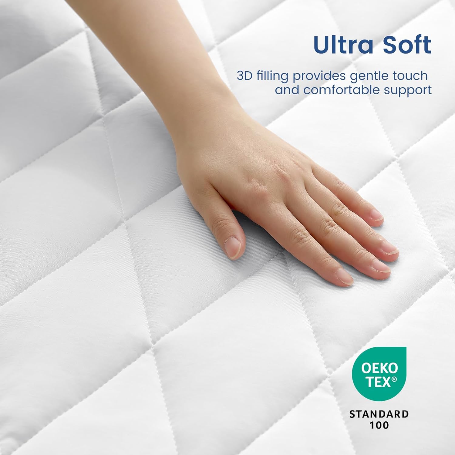 Cozy Bliss Leakproof Cooling Mattress Protector King, Q-Max 0.45 Soft Noiseless Breathable Mattress Topper Cover, with Deep Pocket Fits 8–18 Inches for Summer Bed Hot Sleepers, White