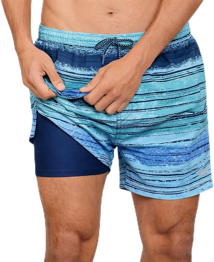 INGEAR Men's Athletic Stretch Workout Shorts Gym Quick Dry Running Trunks Boxer Lining