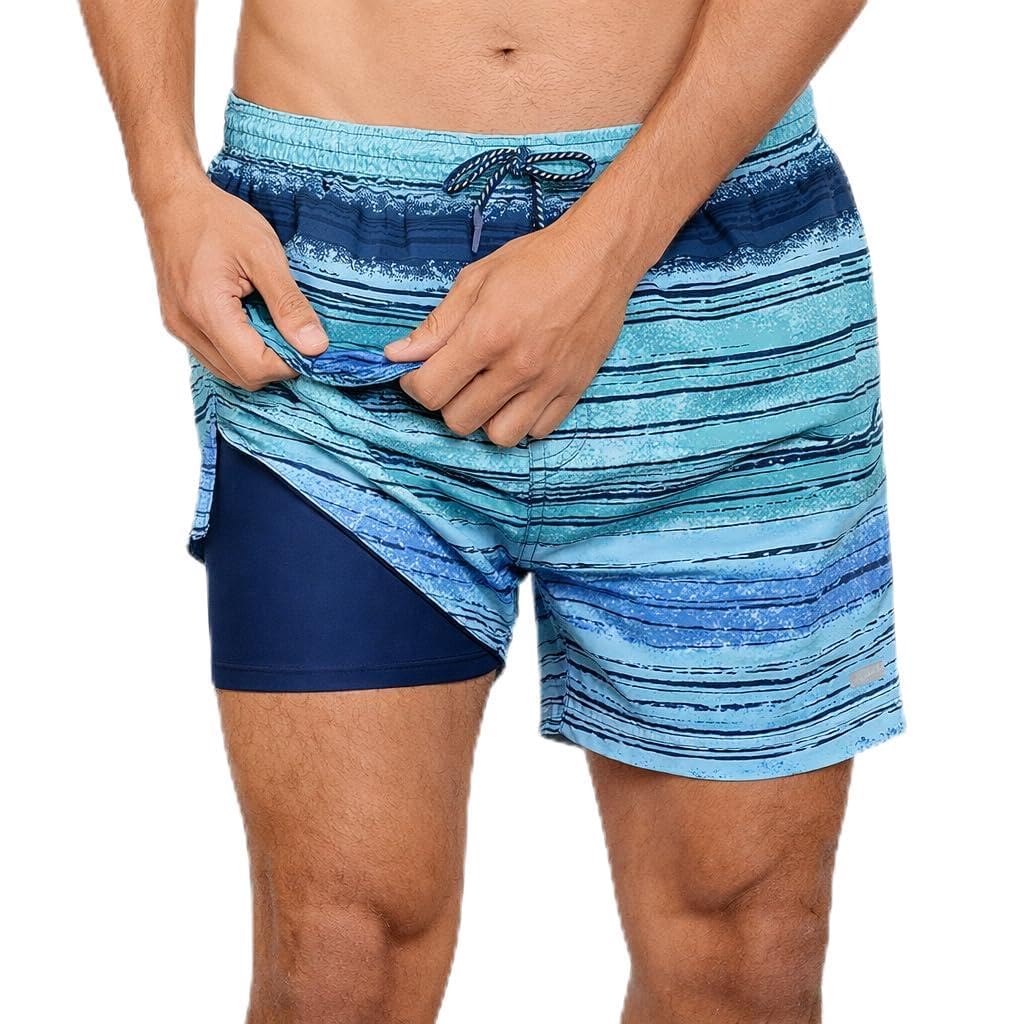 INGEAR Men's Athletic Stretch Workout Shorts Gym Quick Dry Running Trunks Boxer Lining