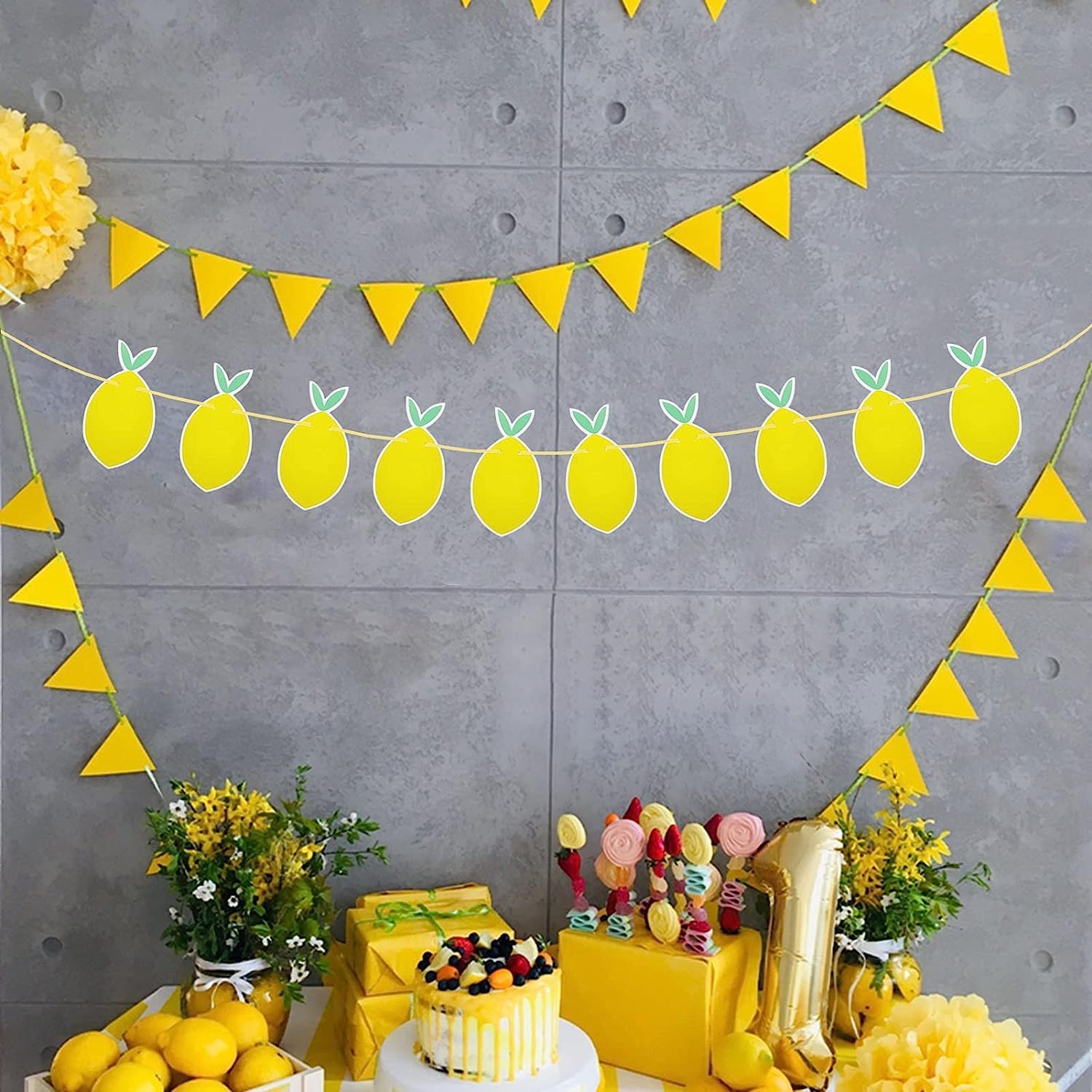 Lemon Birthday Party Supplies Tableware Set,Disposable Dinnerware Decoration Supplies Including Dinner Plates,Napkins and Banner for Fruit Party, Picnic, Wedding Baby Shower - 20 Guests(Lemon) - Image 7