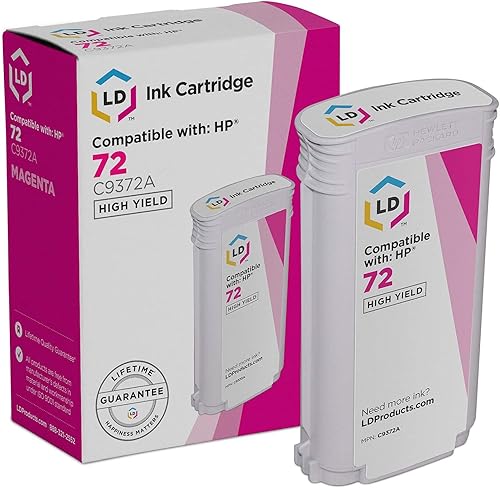 LD Cartucho de tinta remanufacturado de reemplazo para HP 72 C9372A de alto rendimiento (Magenta)