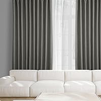 Vista 4 de HPD Half Price Drapes - Faux Linen Curtains for Living Room (1 Panel) - 100W X 108L - Extra Wide Textured Room Darkening Curtains for Bedroom 108