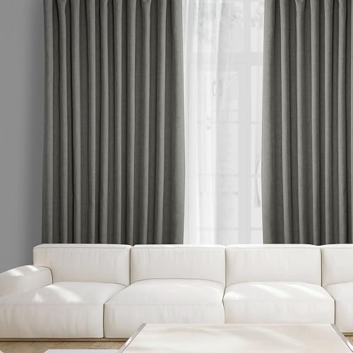 Miniatura 4 de HPD Half Price Drapes - Cortinas extraanchas de lino sintético texturizado para oscurecer la habitación, dormitorio, sala de estar, 1 panel de 100
