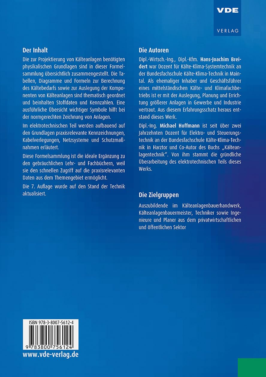 Formeln, Tabellen und Diagramme für die Kälteanlagentechnik