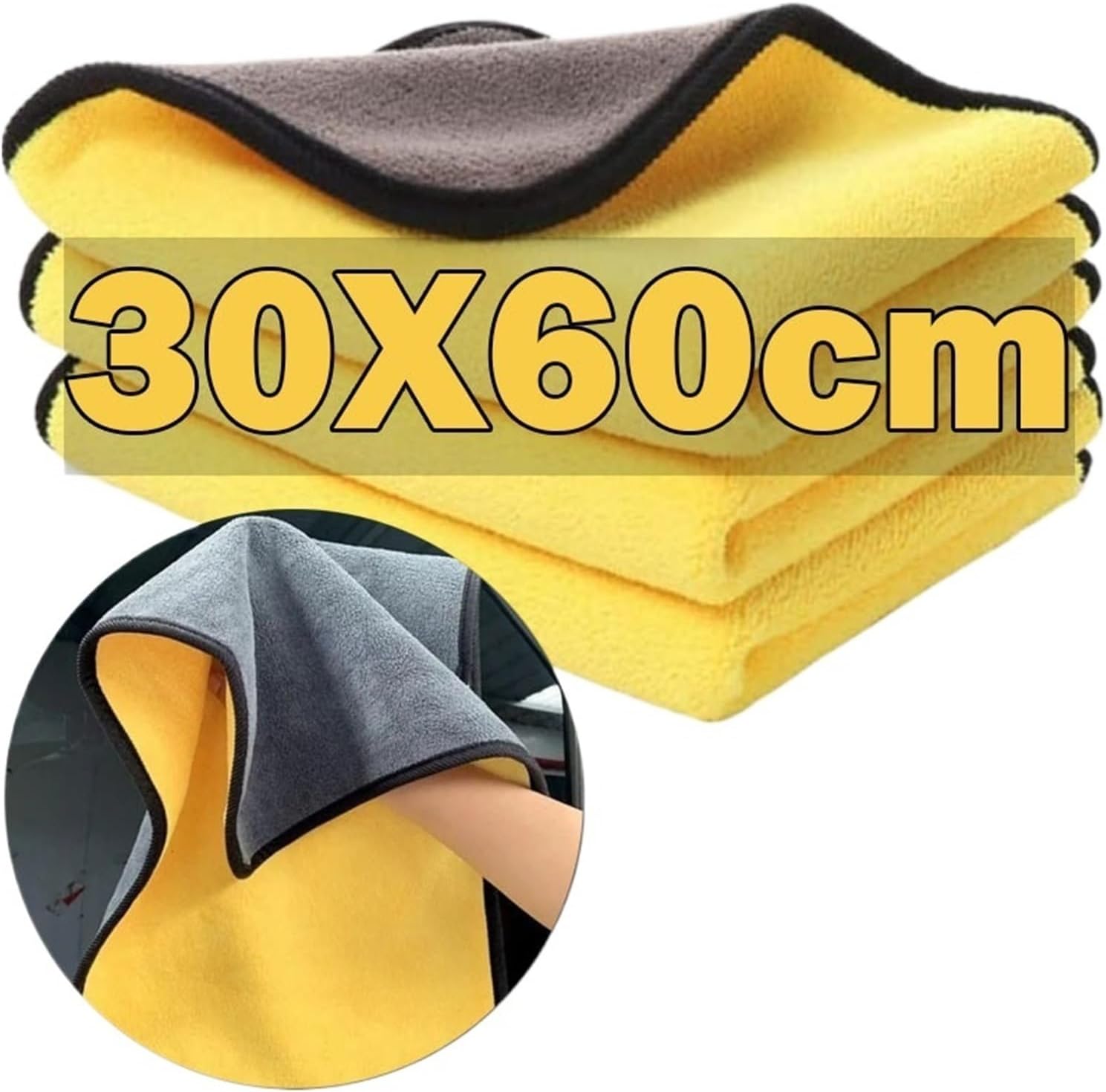 3PCs Microfiber Car Cleaning Towels Car Wash Drying Cloth Hemming Microfiber Towel Care Wash Cloth Car Detailing Accessories(1PC)