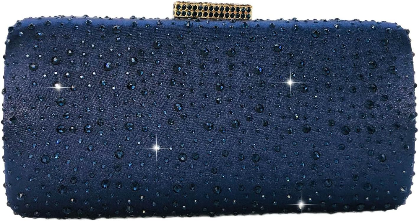 Boutique De FGG Elegant Women Crystal Clutch Purse Formal Evening Bags Wedding Handbags Cocktail Rhinestone Clutch Purse,Mini