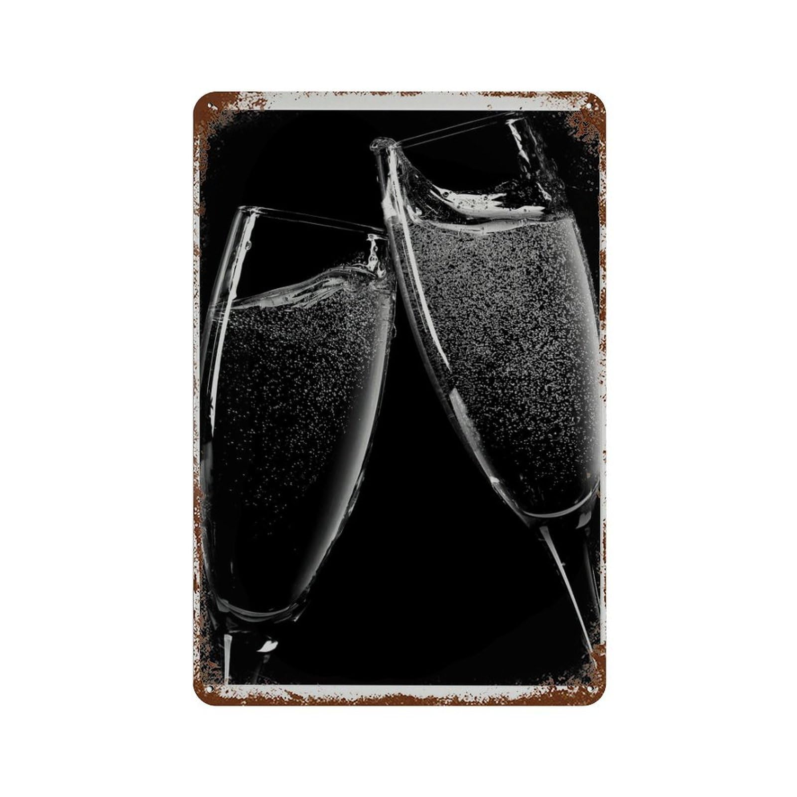 xiaoxiaoshen Champagne Toast - Black And White Bar Cart Poster Wall Decor Art Metal Tin Poster Modern Home Decor Art Home Bar Shop Decorations Vintage Sign 30x20cm
