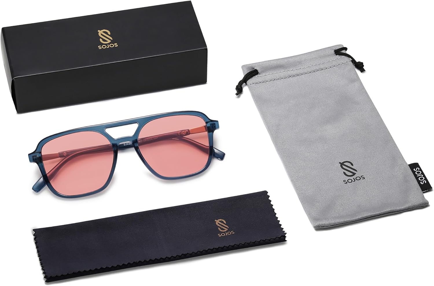 SOJOS Retro Aviator Sunglasses for Women Men,Trendy Rectangle Womens Mens Shades Sun Glasses SJ2202 - Image 6