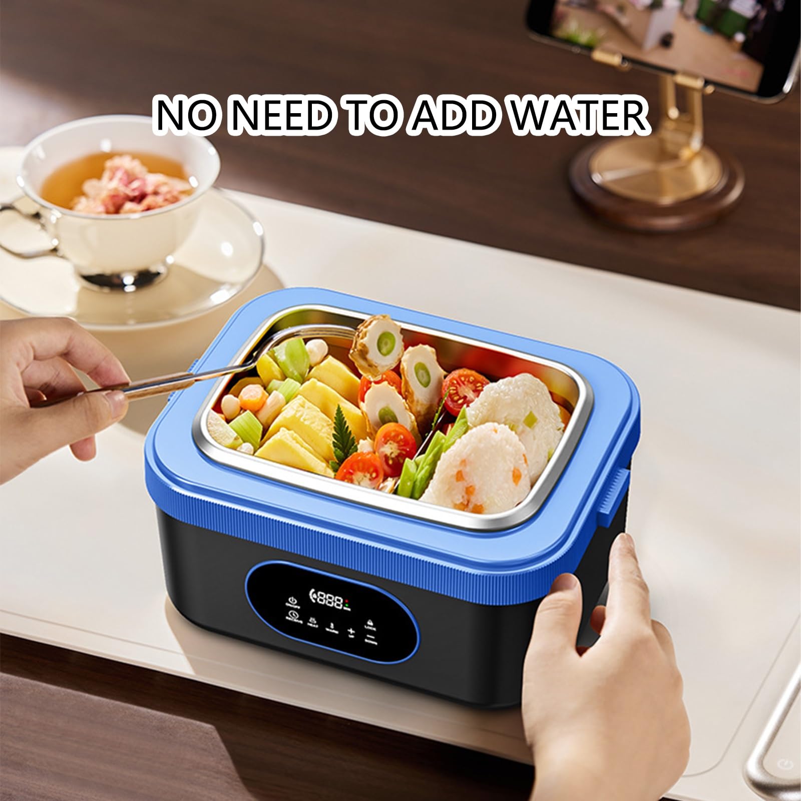 Recipiente Eléctrico for Comida sin Necesidad de Añadir Agua | Con Asa de Transporte,Fácil de Limpiar,de Acero Inoxidable 304.Ideal for la Oficina