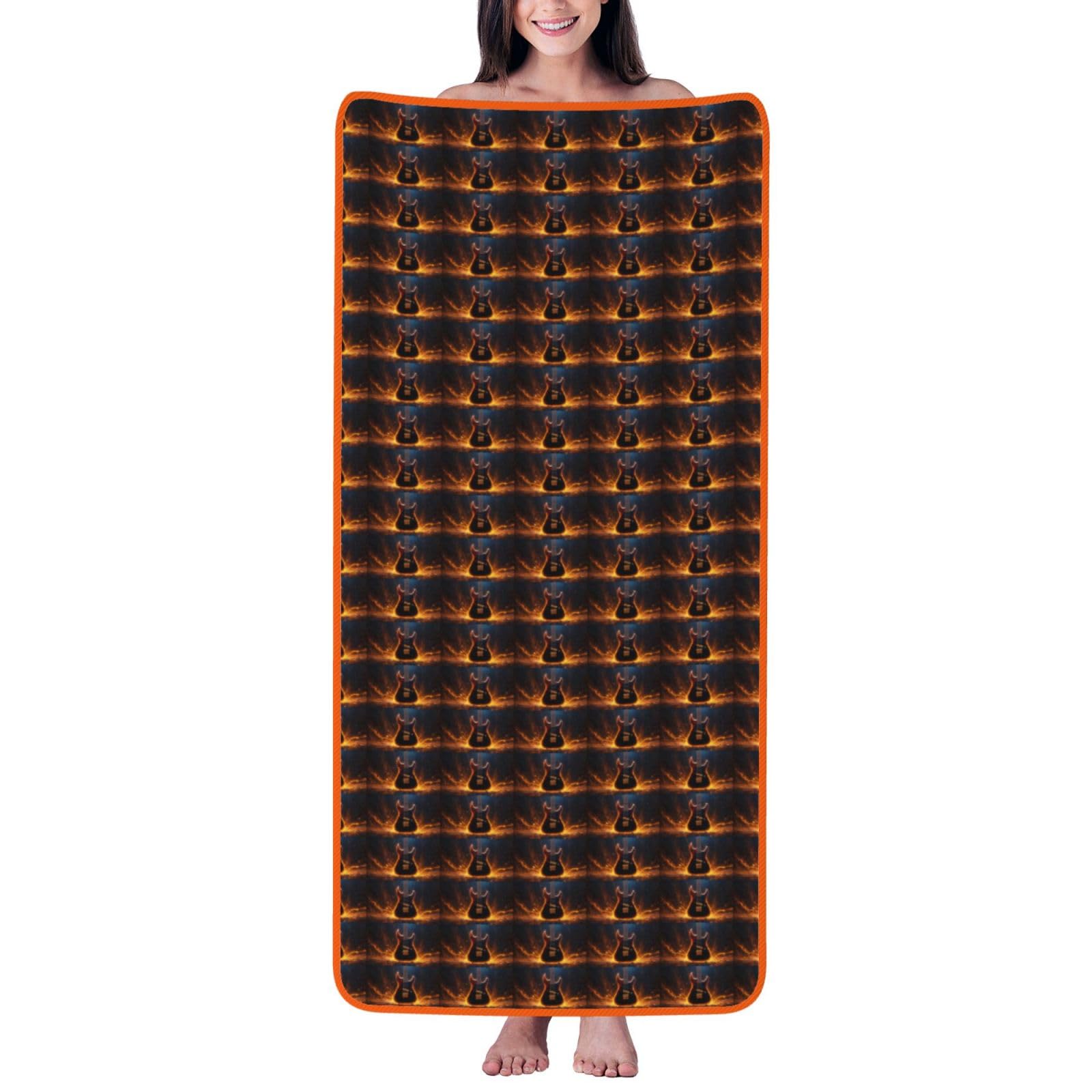 JBJGKHLP Electric Guitar Print Women Men Couples Coral Velvet Bath Towel Ultra-Soft For Home Bathroom Travel