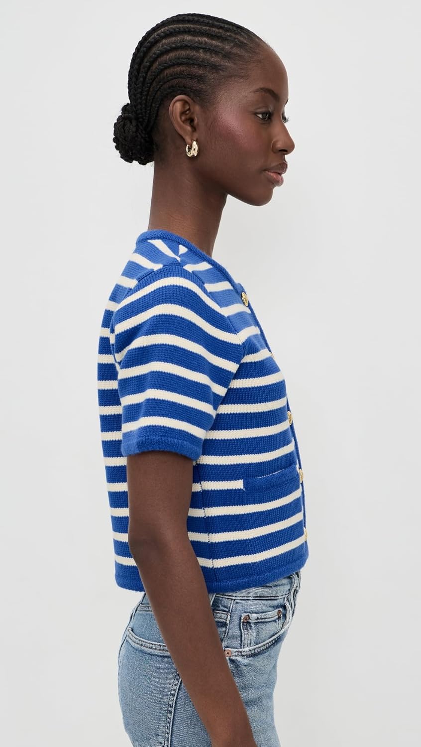 English Factory Women's Knit Striped Sweater Cardigan