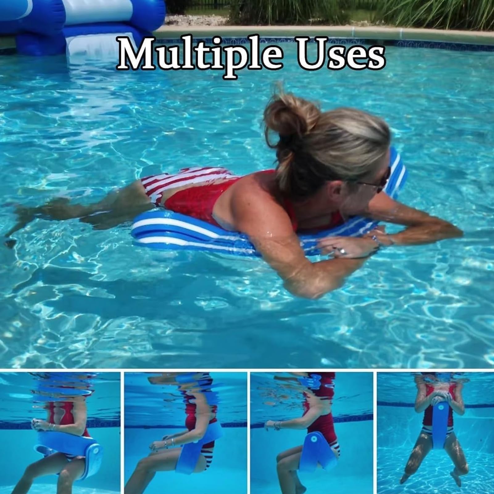 Chaise Longue Flottante Pliable 3 En 1 Pour Piscine - Sans Gonflage, Stable Pour Adultes - 7