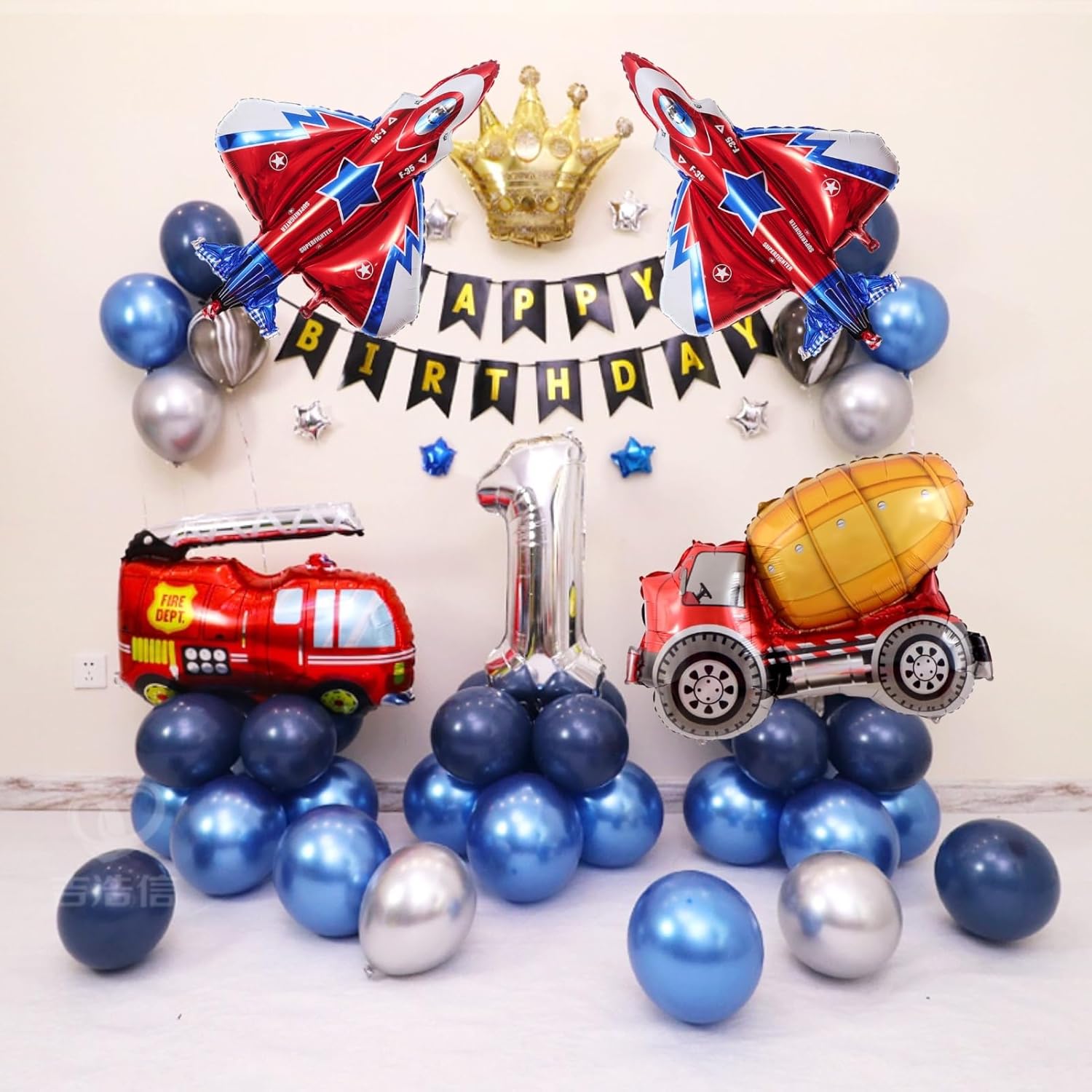 5PCS Fighter Jet Airplane Balloons,Airplane Shaped Foil Mylar Balloons for Boys and Girls Birthday Party Pilot Theme Baby Shower Decoration Supplies - Image 4
