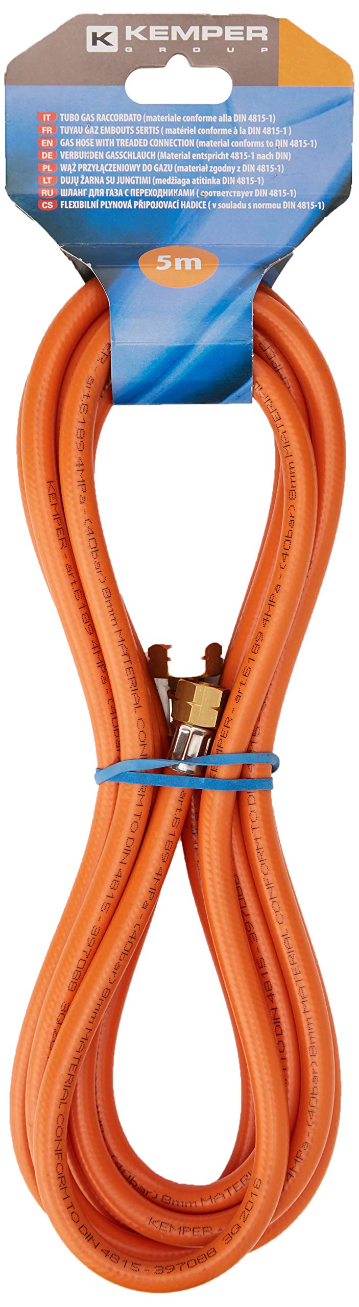 Tuyau haute pression Kemper de 5 mètres avec raccords en laiton robustes Art.61805F