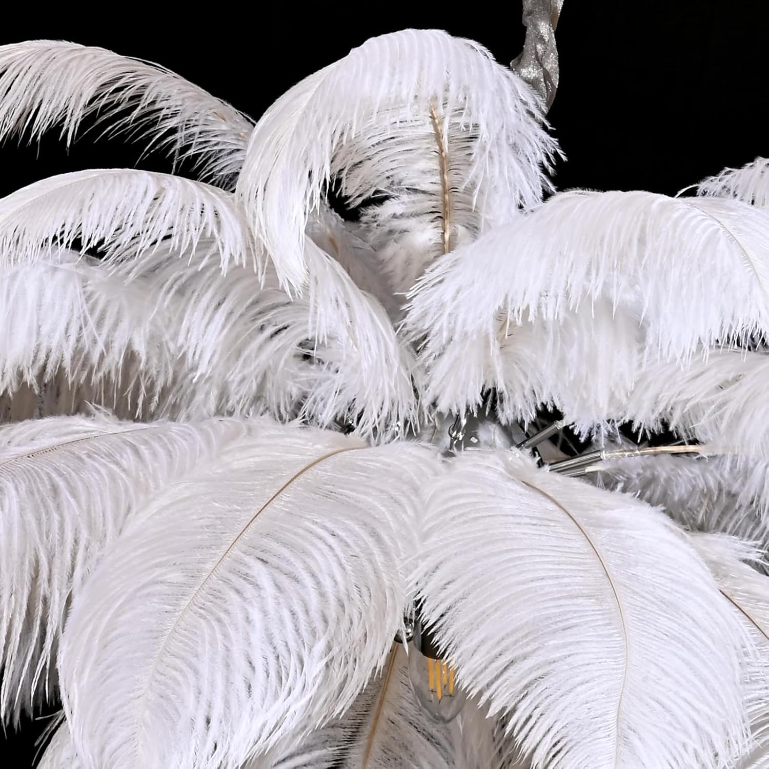 Modern Feather Chandelier for Bedroom, White Feather Ceiling Light Fixture with Ostrich Hair Lampshade, Pendant Lights for Living Room, Hotel, Corridor, Foyer