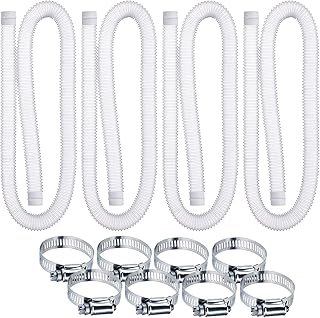 Swimming Pool Pump Replacement Hose, 4Pcs Swimming Pool Replacement Hose with 8 Metal Clamps, 1.5M Pool Filter Hose for Above Ground Pools Accessory, Fits All Filter Pumps