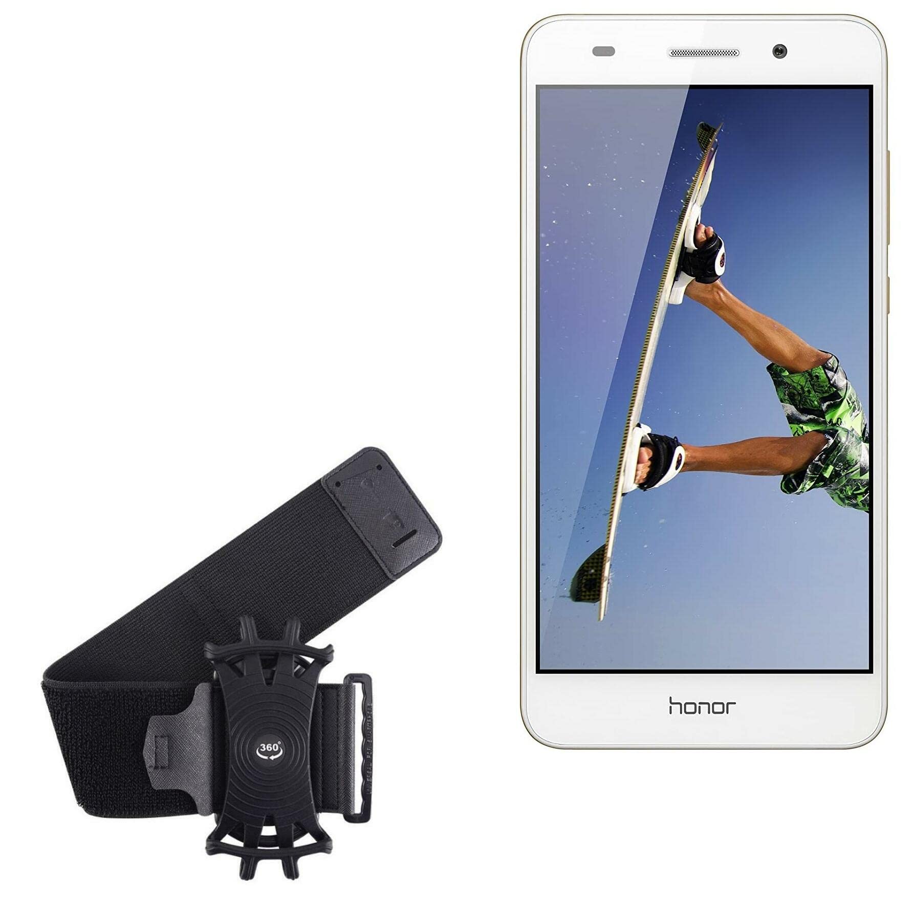 BoxWave Holster Compatible with Honor Holly 3 - ActiveStretch Sport Armband, Adjustable Armband for Workout and Running - Jet Black