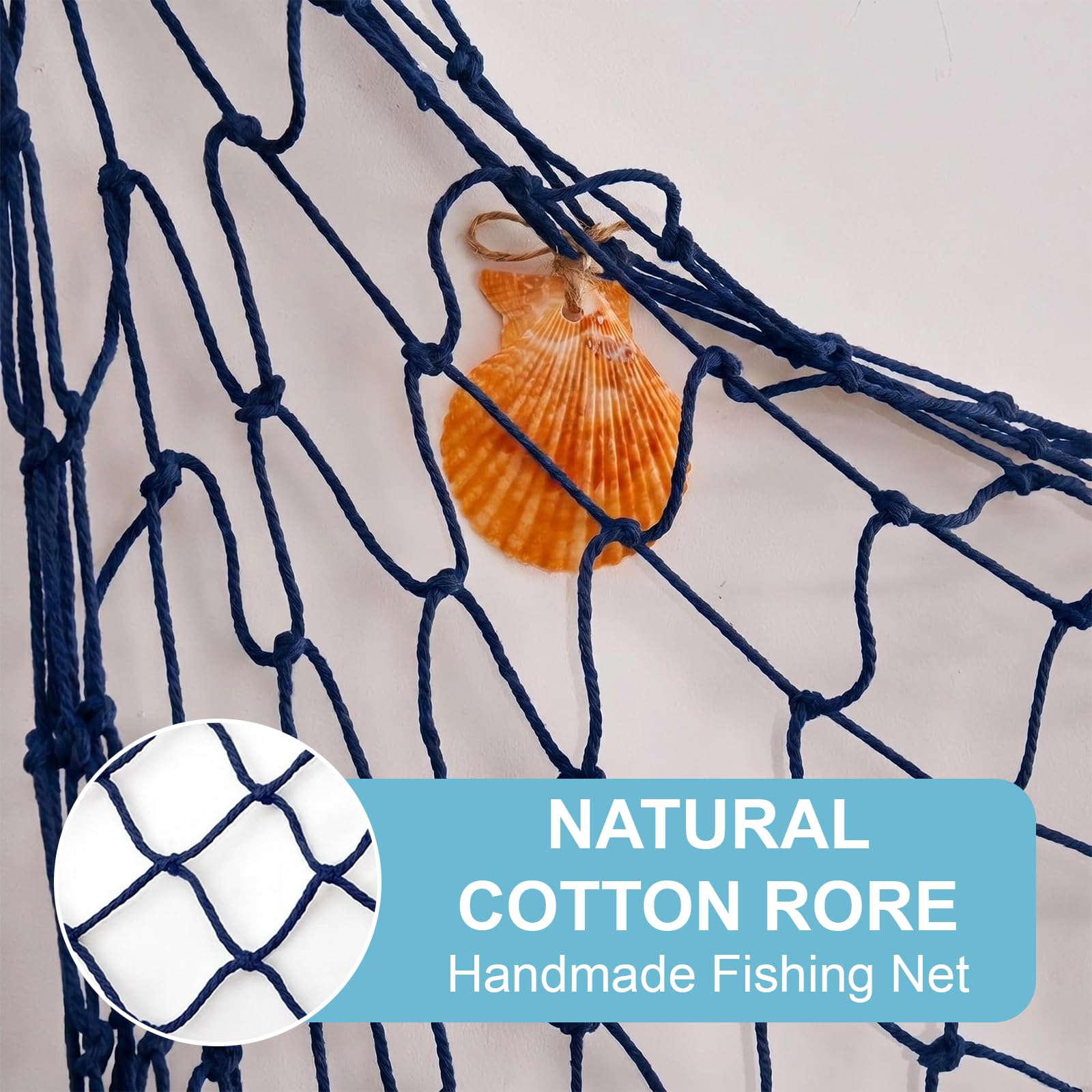 SZHUGEKI 1 rete da pesca decorativa da 2 m, decorazione a rete da pesca naturale, decorazione per feste, bagno