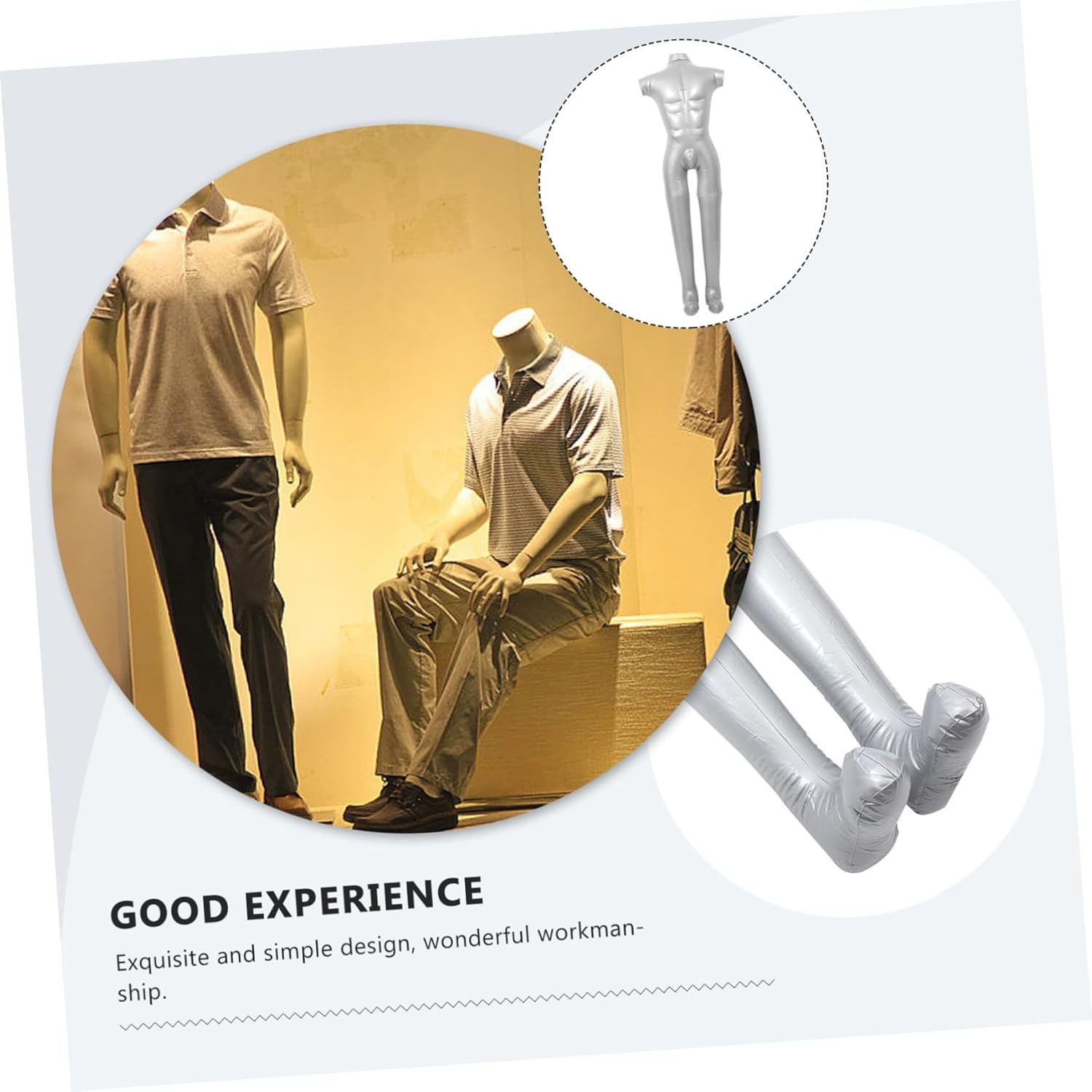 ABOOFAN Inflatable Male Mannequin for Clothing Display Full Body Model Realistic Design for Easy Use for Fashion Retail and Showcases