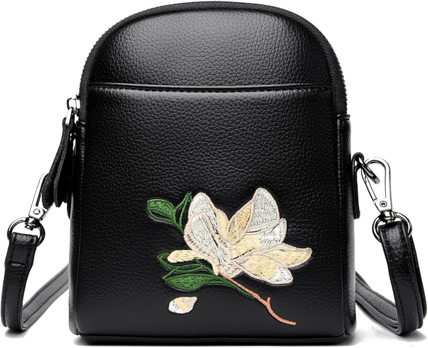 Crossbody Bags For Women, Cell Phone Shoulder Handbag And Purse With Magnolia Embroidery