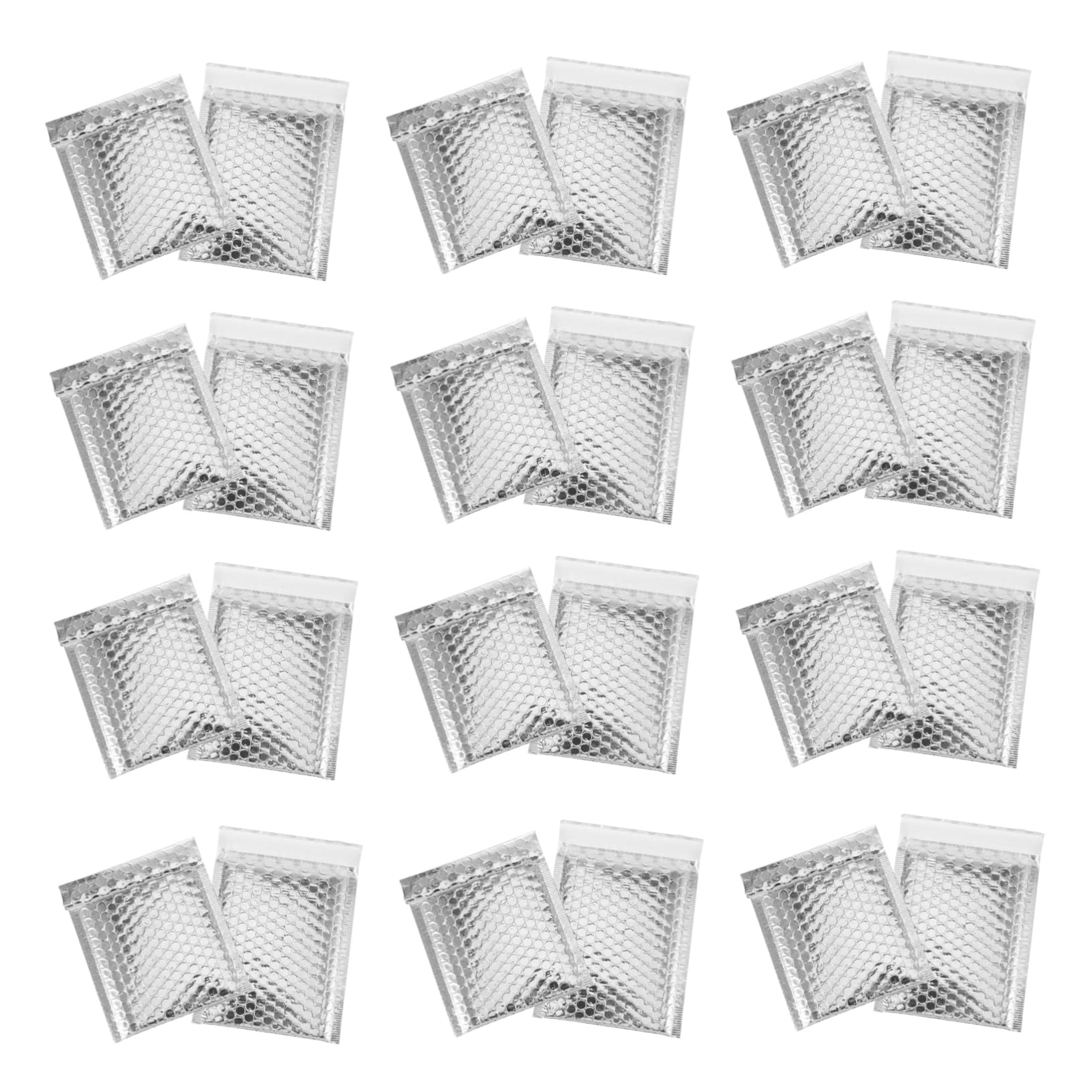 jojofuny 100 Buste Imbottite Argento in Makrofol Laminate Chiusura Adesiva per Spedizioni, per Negozi e Accessori di Moda, Confezione da 100 Pezzi