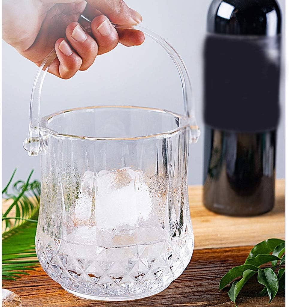 Cubitera Botella Vino Cubo de Hielo de Vidrio Transparente fácil de Transporte Mango de Bebida contenedor de Hielo multifunción para el Vino de champán Las Herramientas de Bar