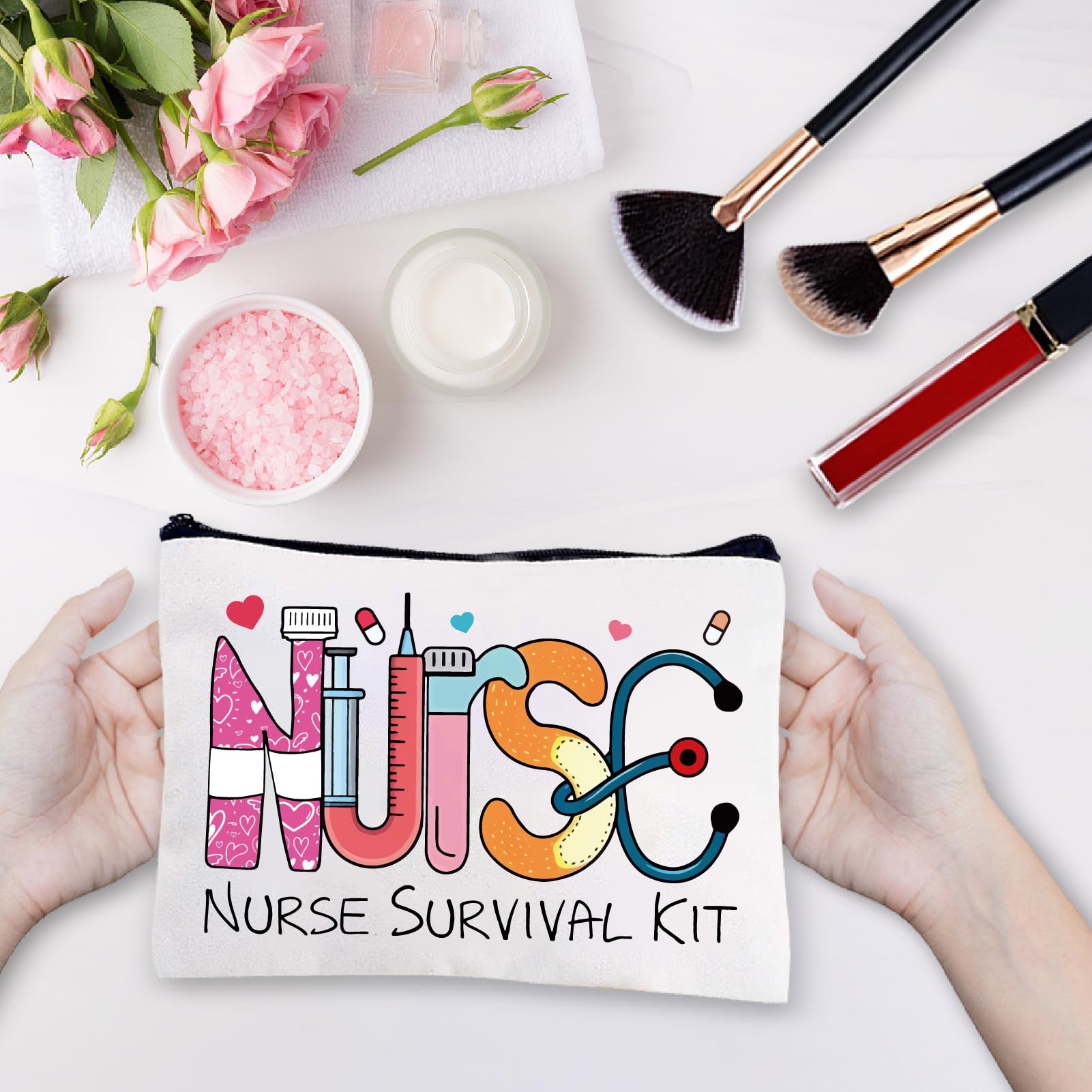 Kosmetiktasche „Nurse Survival Kit“ – Aus Canvas, 25x18 Cm, Mit Reißverschluss – Vielseitige Kulturbeutel Für Reise & Alltag