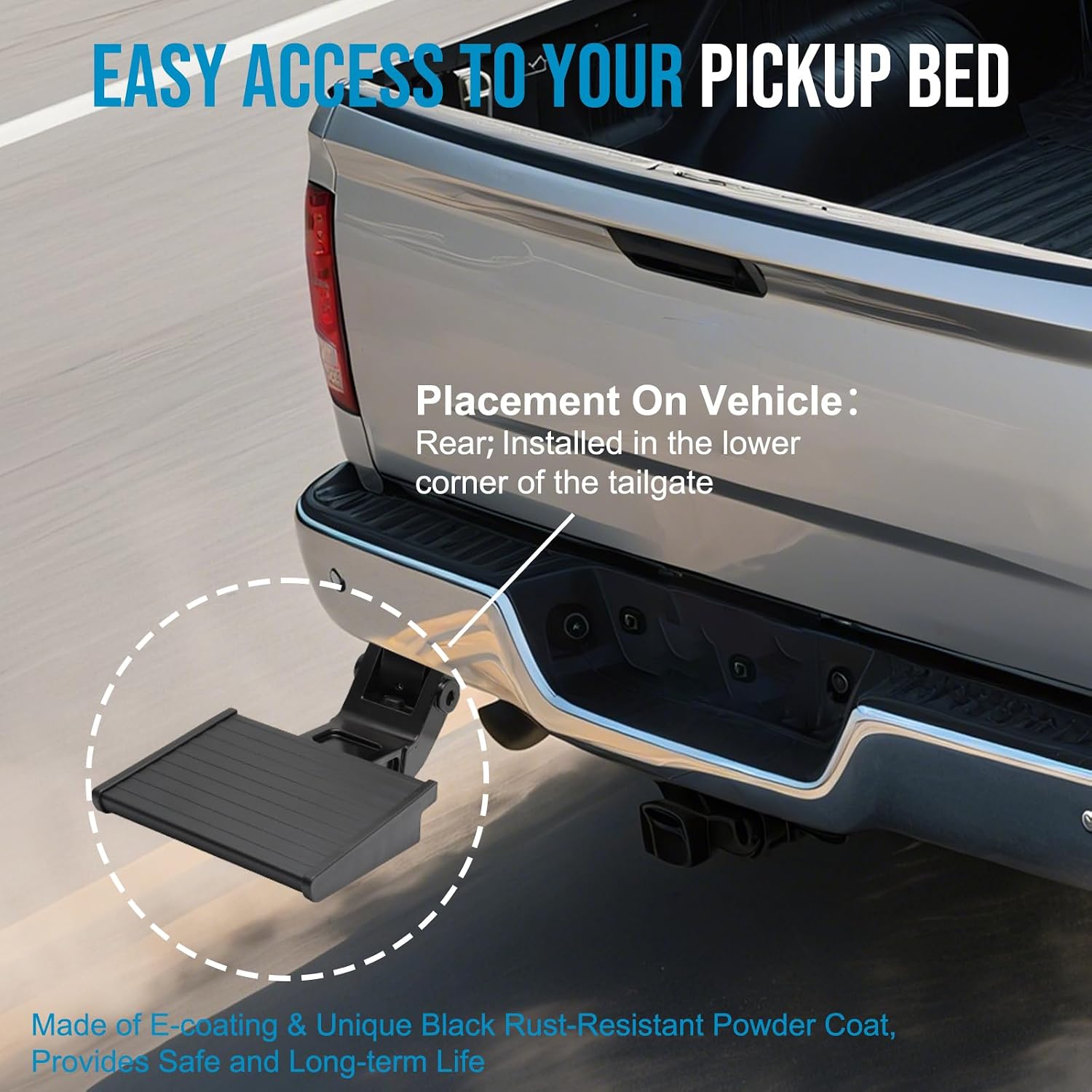 Bed Step,Swing Out Bed Corner Step for Truck with Dual Exhaust, Compatible with 2014-2018 Dodge Ram 1500 2500 3500 Replace# 82214245AD Rear Bed Step Retractable Bumper Step for Truck