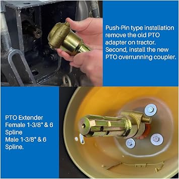 Universal PTO Extender Adapter 1 3/8in 6 Spline for Tractors Up to 70 HP