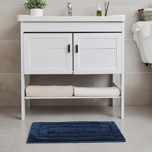 Miniatura 7 de GRANNY SAYS - Tapetes antideslizantes, muy suaves y absorbentes, de microfibra, lavables, para el suelo del baño, ducha o bañera, color azul marino,