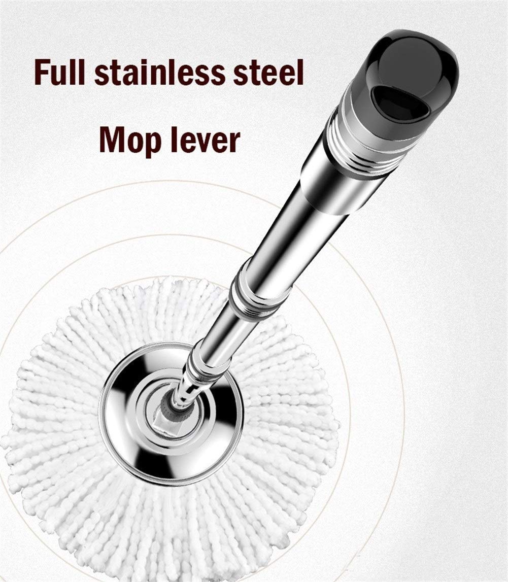 Mop Pavimenti Secchio in Acciaio Inossidabile Mop in Microfibra Spin Mop Dual Drive 360 ​​Mop Head Rotante con 9 Mop Head Refill Leva mocio Interamente in Acciaio Inossidabile