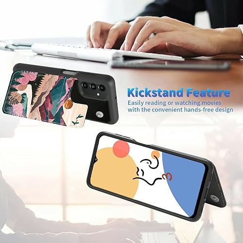 Miniatura 7 de BREIDMKFM Funda para Samsung Galaxy A13 5G con tarjetero cierre magnético de piel sintética de alta calidad con bloqueo RFID, 3 ranuras para