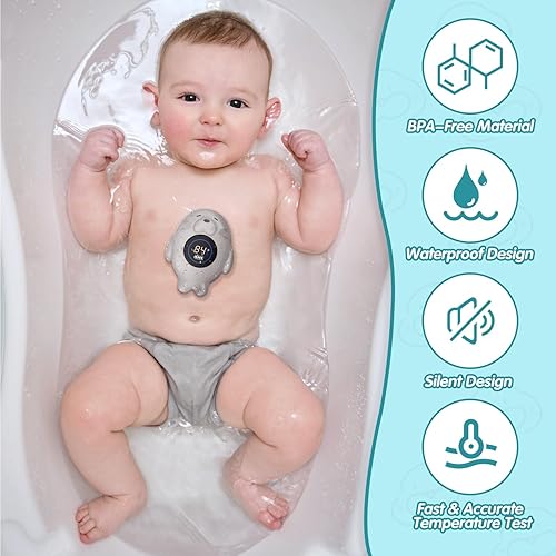 Miniatura 7 de Termómetro de baño recargable de seguridad para bebés, termómetro de temperatura de baño para bañera, juguete flotante de temperatura de ducha para