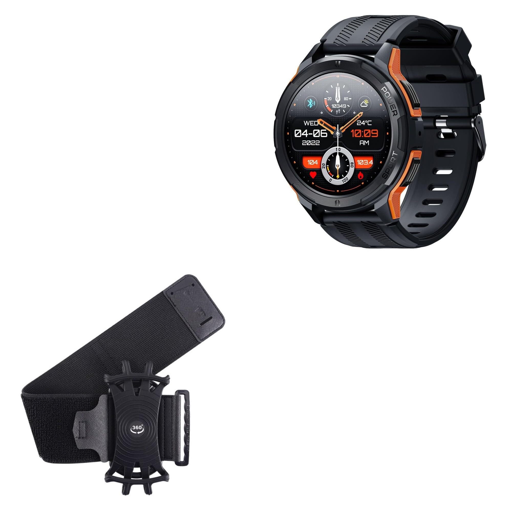 BoxWave Holster Compatible with Oukitel BT10 - ActiveStretch Sport Armband, Adjustable Armband for Workout and Running - Jet Black