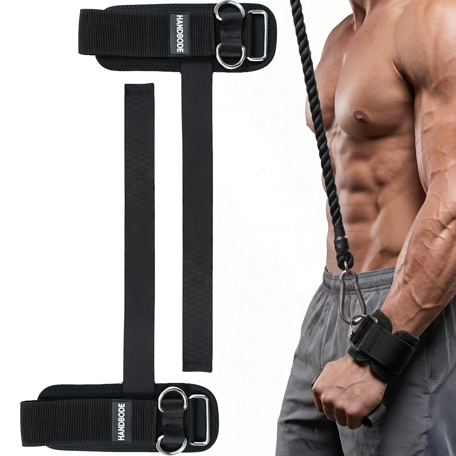 HANDBODE Lifting Straps for Weightlifting and Deadlifting Lifting Straps with D Rings for Cable Machine Workout, Extra Length Wrist Straps for Men and Women