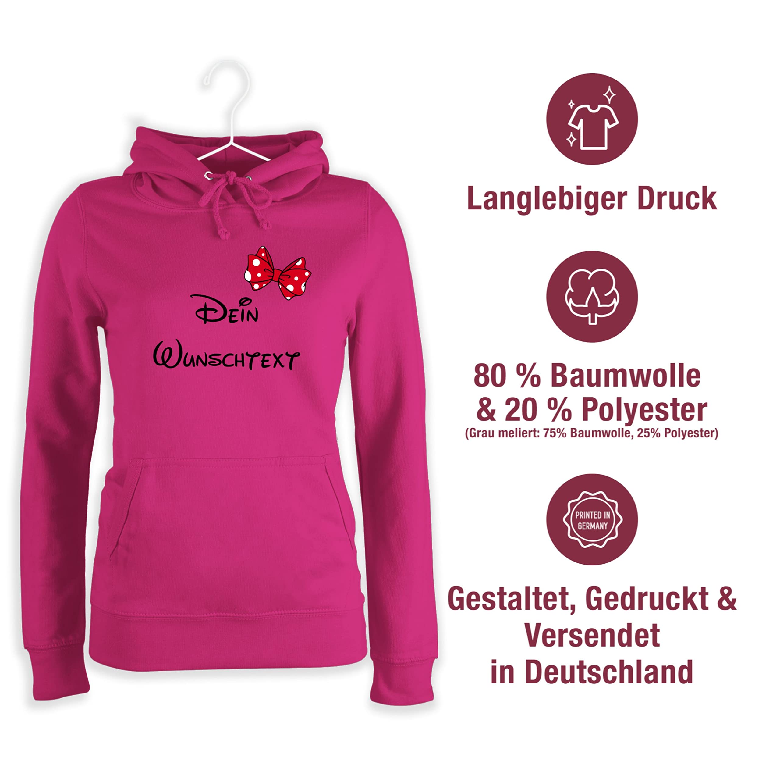 Geschenk mit Namen personalisiert by Shirtracer - Pullover Damen Hoodie Frauen - Aufdruck selbst gestalten - Wunschtext mit Schleife I