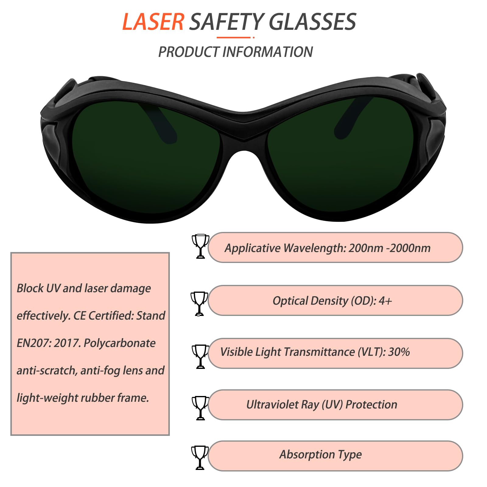 2 Stück Rotlichttherapiebrille, IPL Laser Sicherheitsbrille 200-2000nm Augenschutz für Bräunungsbrillen und Rotlichttherapie