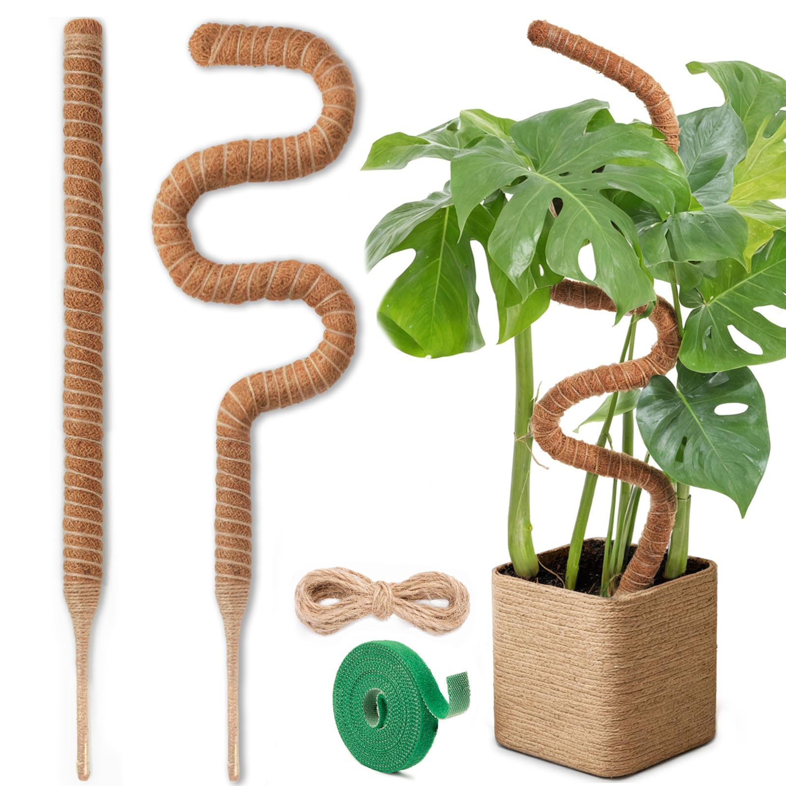 4 PCs of 23.6 Inch/60 cm Bendable Moss Pole for Plants Garden Sage Monstera Cheese Plants Moss Pole kit