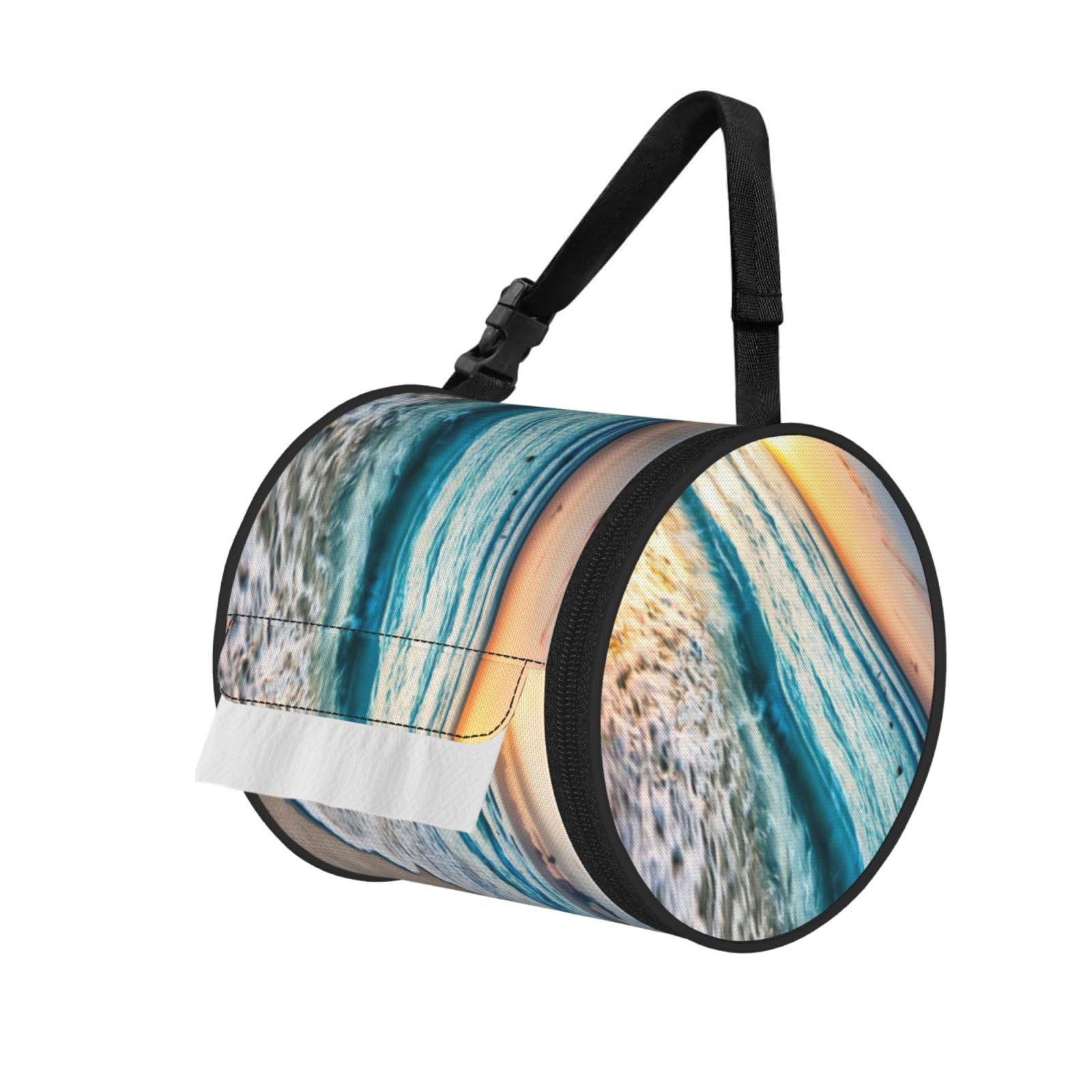 Beach Sunset Ocean Waves Print Fashion Tissues Organizer Box, Hanging Tissue Holder For Purse Coins For Car Office Daily Outing