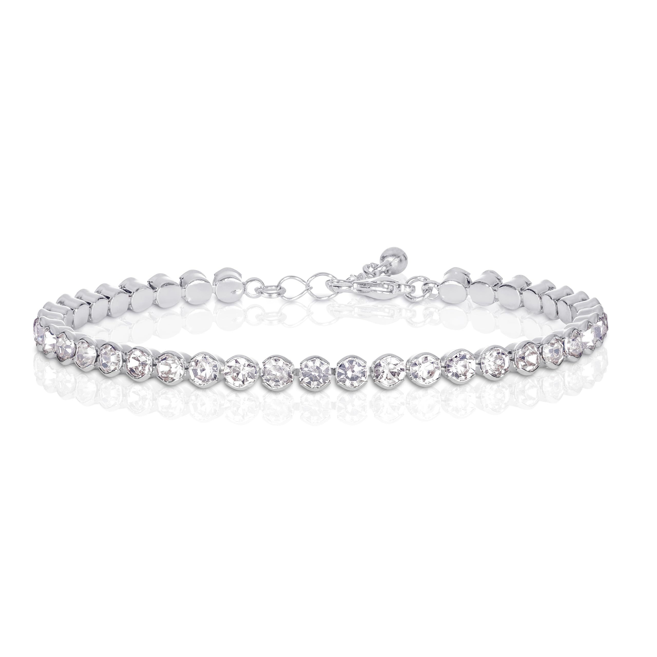 Tennis Bracelet for Women and Teen Girls, Silver or Gold Tennis Bracelets for Women, Diamante Bracelet with Sparkling White Stones, Costume Jewellery with Gift Box