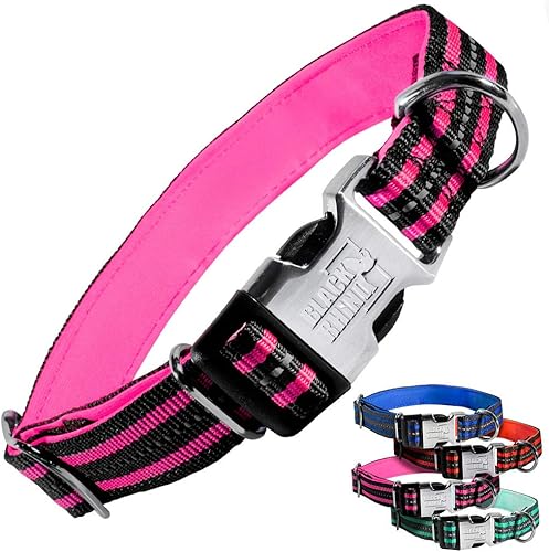 Black Rhino - El collar híbrido a rayas para razas medianas y grandes Resistente neopreno acolchado suave - reflectante y ajustable - Las correas