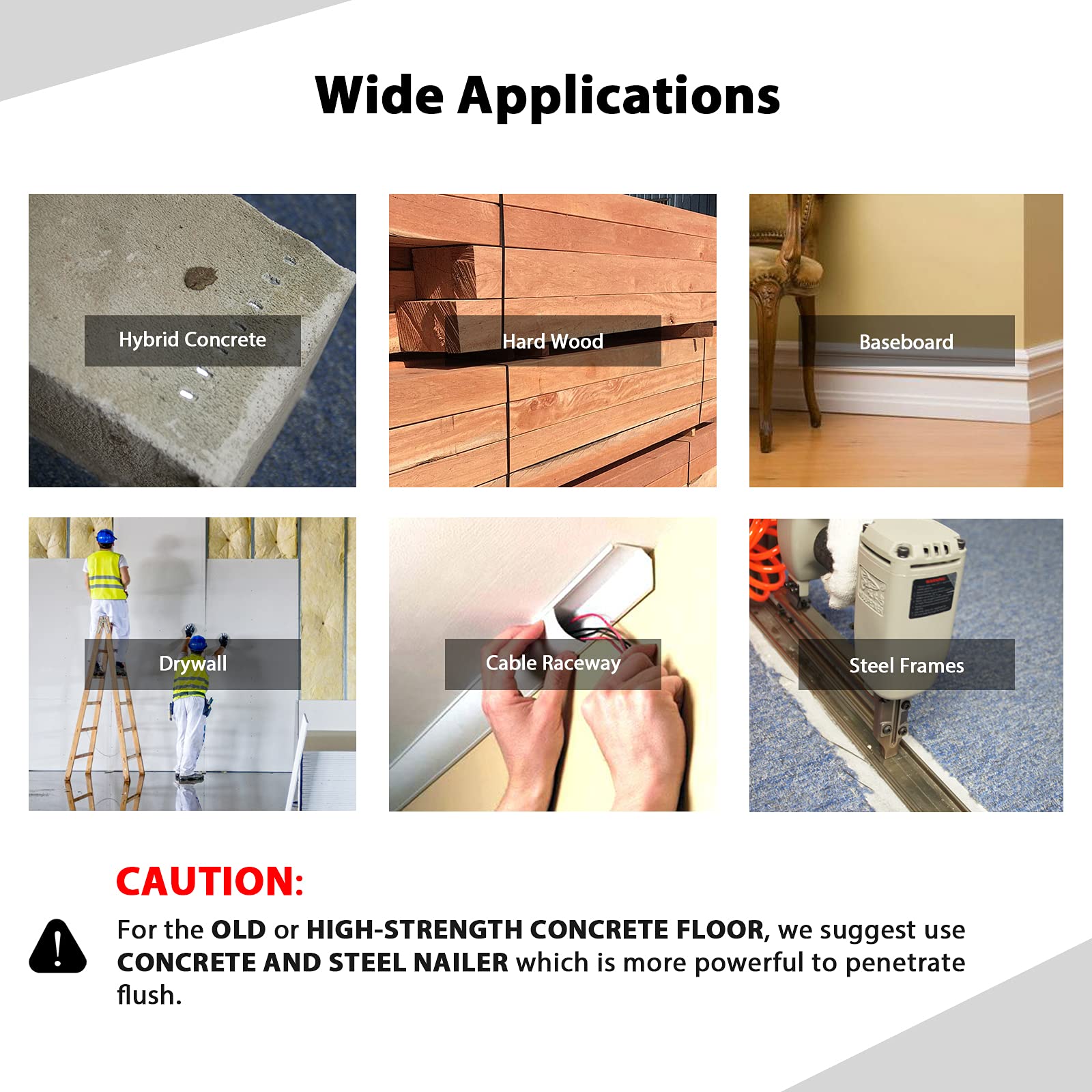 Woodpecker ST38H Chiodatrice per calcestruzzo resistente calibro 14 con museruola magnetica, chiodi a T da 18 a 38 mm, chiodatrice pneumatica a T con sicurezza, per chiodatura in calcestruzzo,