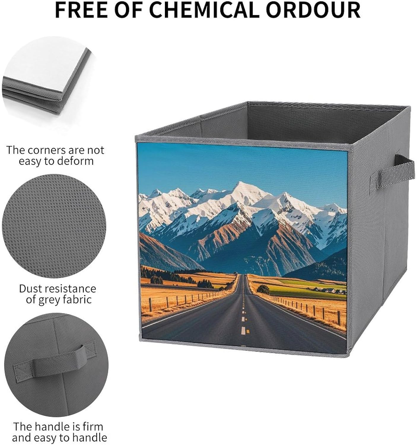 Alpine Snowy Mountain Foldable Storage Box with Handles, Durable Oxford Storage Cubes, 6PCS Collapsible Closet Organizer for Home, Shelf, Office, Travel