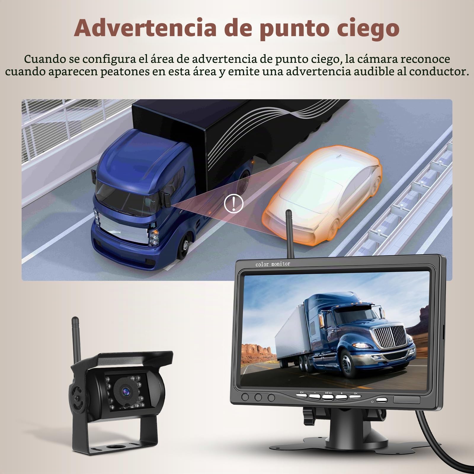 Kit de cámara Trasera inalámbrica 1080P HD con Monitor de 7 Pulgadas, Podofo Cámara Trasera inalámbrica para Coche Remolque RV Camper Camión Autobús, DIY Directrices, BSD, IP68 a Prueba de Agua