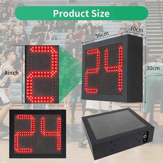 Basketball Timer, 2 Pack 14/24 Second Shot Clock Basketball Court-Custom Time, Portable Stopwatch Digital Timer for Basketball Goal, 24S Console Control Shot Clock with Buzzer