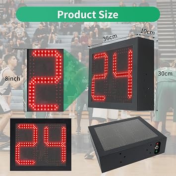 Basketball Timer, 2 Pack 14/24 Second Shot Clock Basketball Court-Custom Time, Portable Stopwatch Digital Timer for Basketball Goal, 24S Console Control Shot Clock with Buzzer
